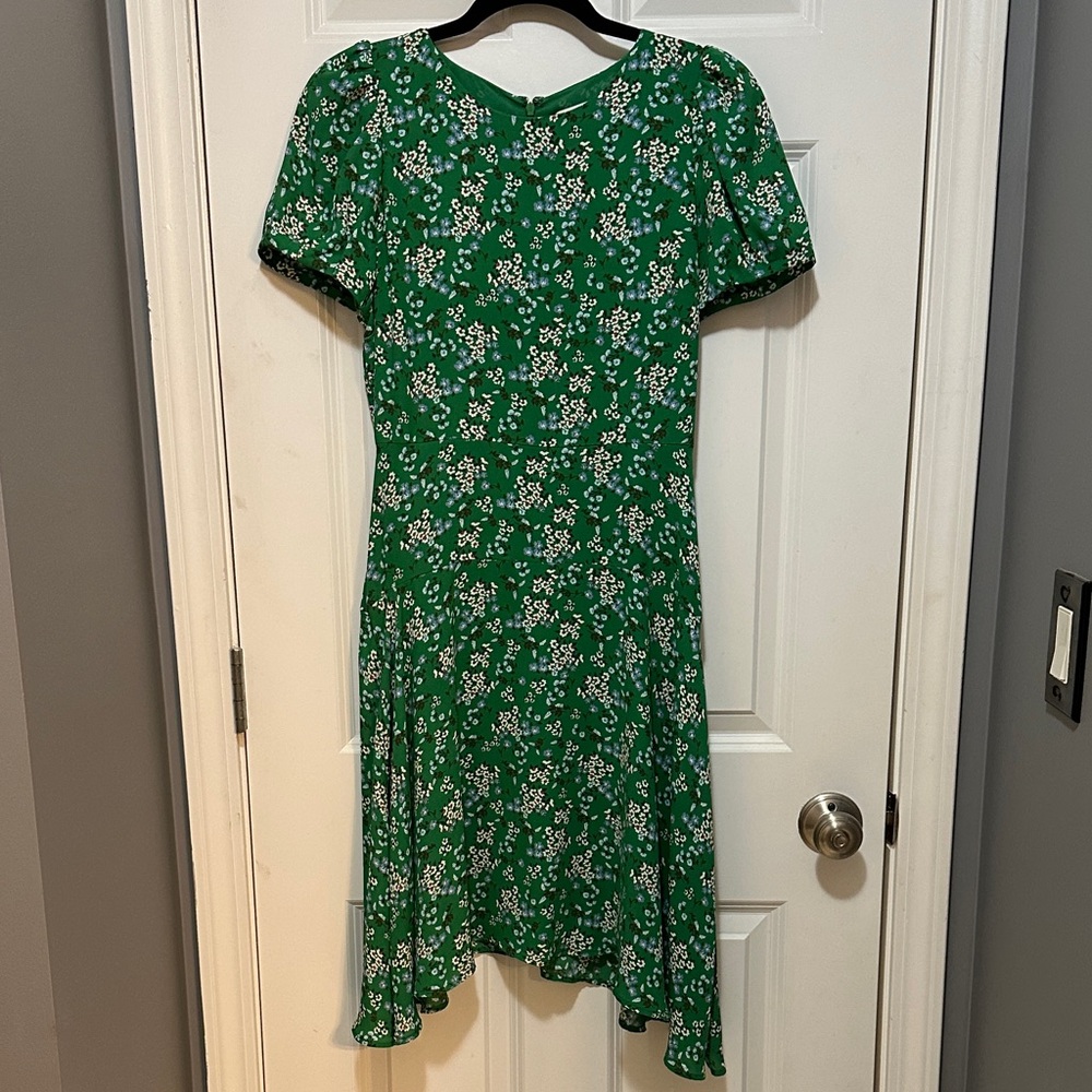 LOFT Green Floral High Low Dress
